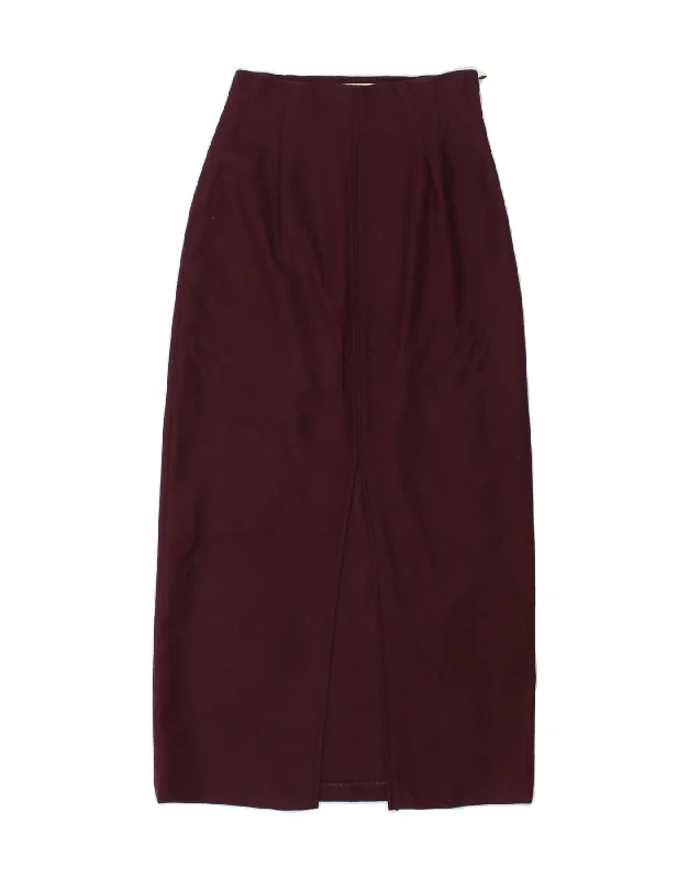 VINTAGE Womens Maxi Skirt IT 42 Medium W24  Maroon Wool corduroy skirt comfortable