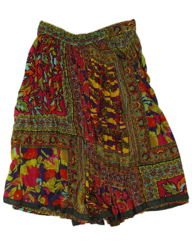 VINTAGE Womens Midi Flared Skirt W36 XL Multicoloured Patchwork