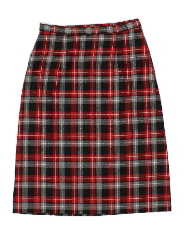 VINTAGE Womens Midi Skirt W28 Medium Red Plaid