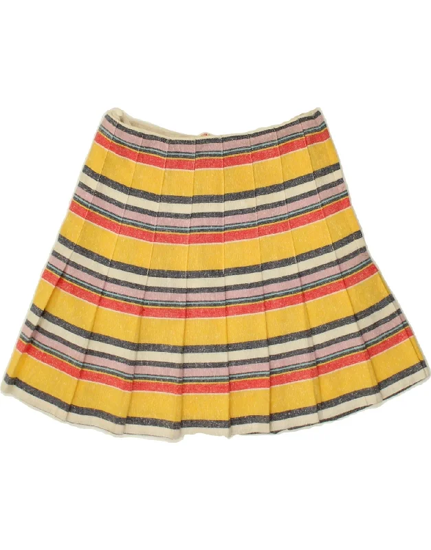 VINTAGE Womens Mini Skirt IT 36 XS W24 Yellow Striped