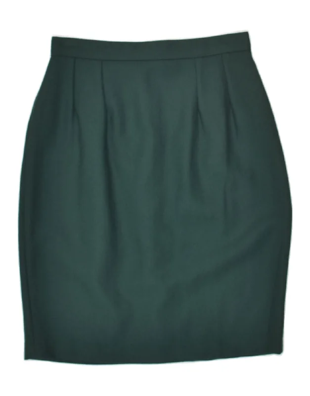 VINTAGE Womens Pencil Skirt IT 42 Medium W26  Green Wool