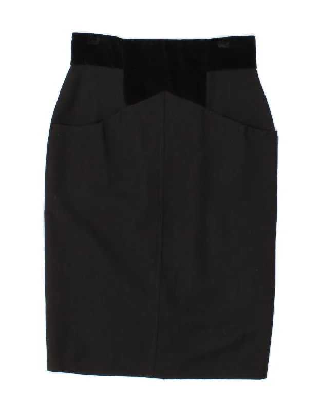 VINTAGE Womens Pencil Skirt IT 44 Medium W30  Black wrap skirt elegant