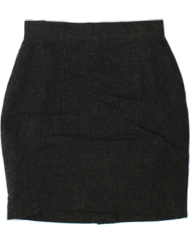 VINTAGE Womens Pencil Skirt UK 10 Small W26 Grey Viscose linen skirt light