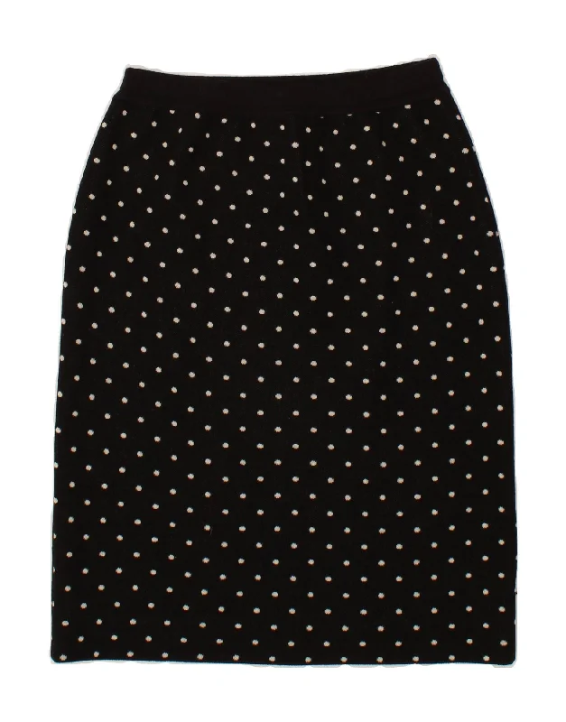 VINTAGE Womens Pencil Skirt XL W36  Black Polka Dot Wool ribbed skirt waist