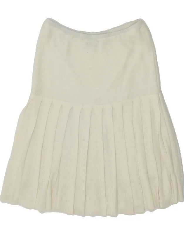 VINTAGE Womens Pleated A-Line Skirt W28 Medium White lace skirt romantic