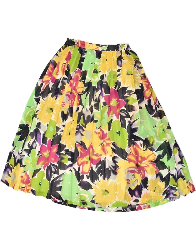 VINTAGE Womens Pleated Skirt EU 40 Medium W30  Multicoloured Floral