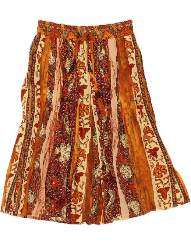 VINTAGE Womens Pleated Skirt IT 36 XS W25  Brown Floral