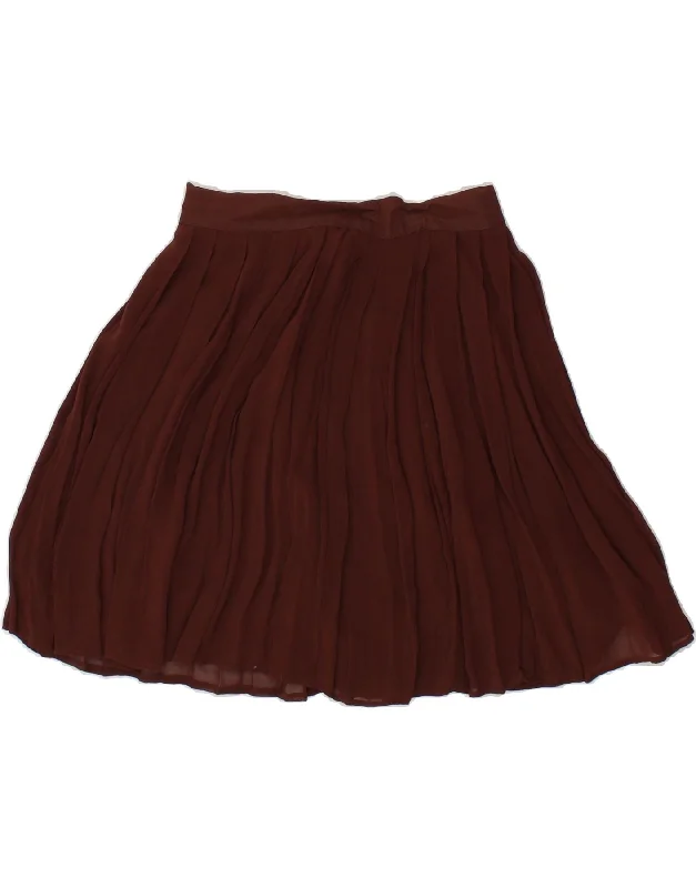 VINTAGE Womens See Through Pleated Skirt IT 42 Medium W28 Brown linen skirt airy