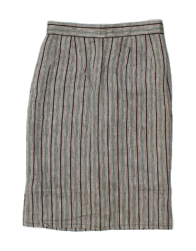VINTAGE Womens Straight Skirt W26 Small Grey Striped velvet skirt plush
