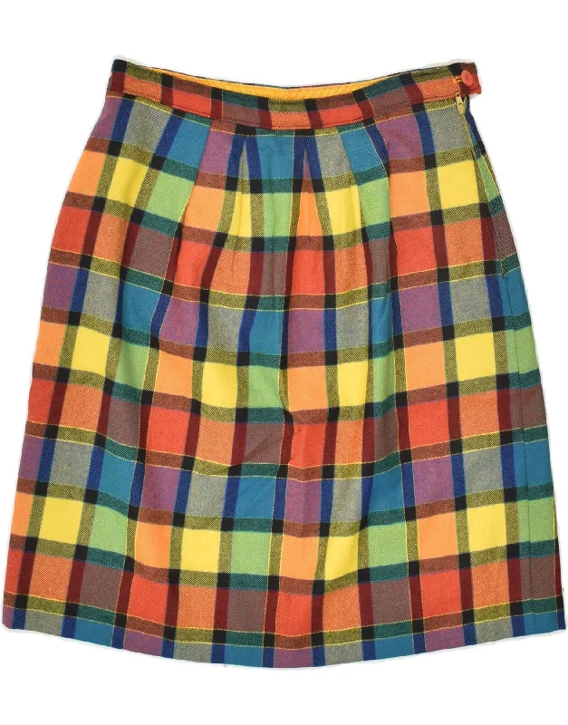 VINTAGE Womens Straight Skirt W26 Small Multicoloured Check