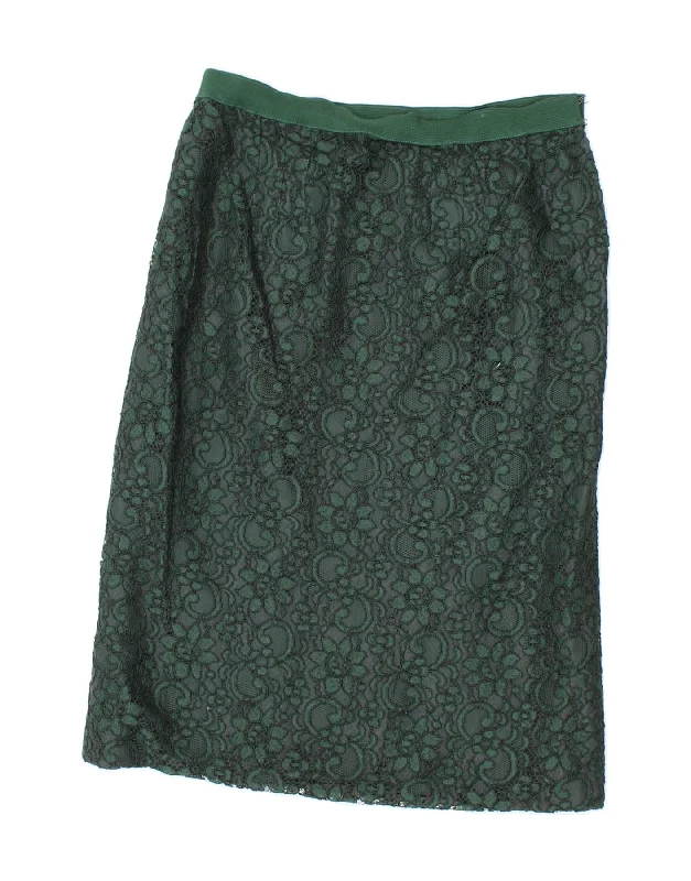 VINTAGE Womens Straight Skirt W30 Medium  Green Floral patchwork skirt art