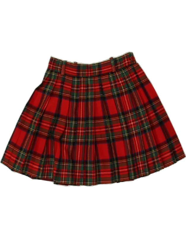 VINTAGE Womens Wrap Skirt IT 40 Small W26  Red Check Wool lace skirt feminine