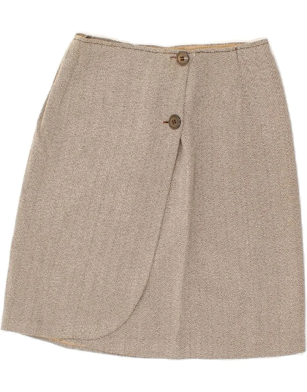 VINTAGE Womens Wrap Skirt W24 XS  Grey Chevron cashmere skirt rich