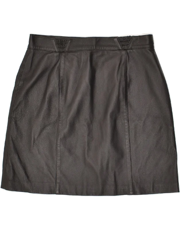 WOODPECKER Womens Leather Skirt IT 44 Medium W30 Black Leather