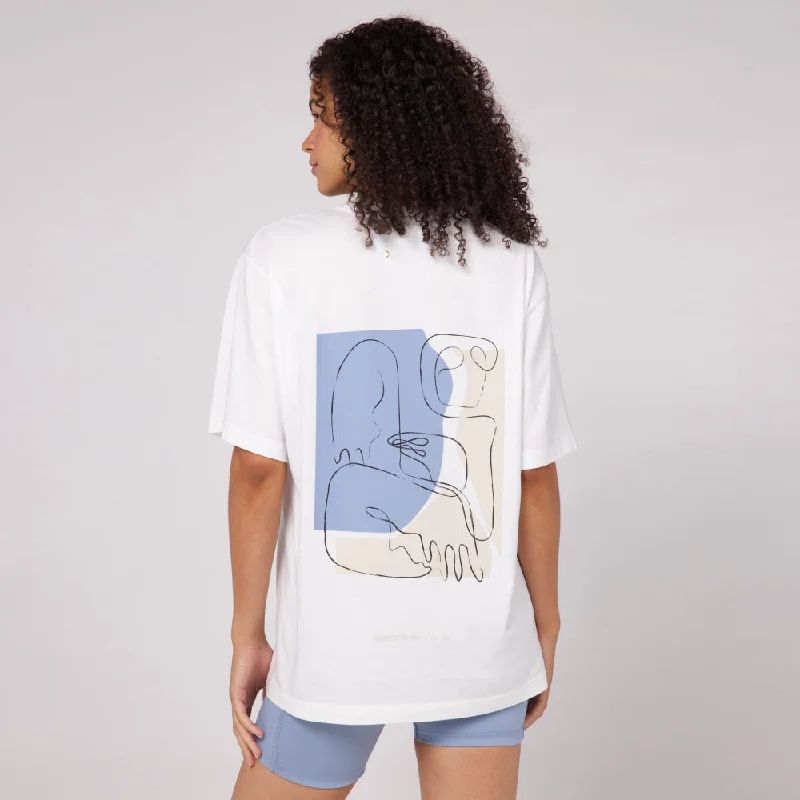 Abstract Color Block Cotton Tee, Unisex - White Elasticated Padded Insulated