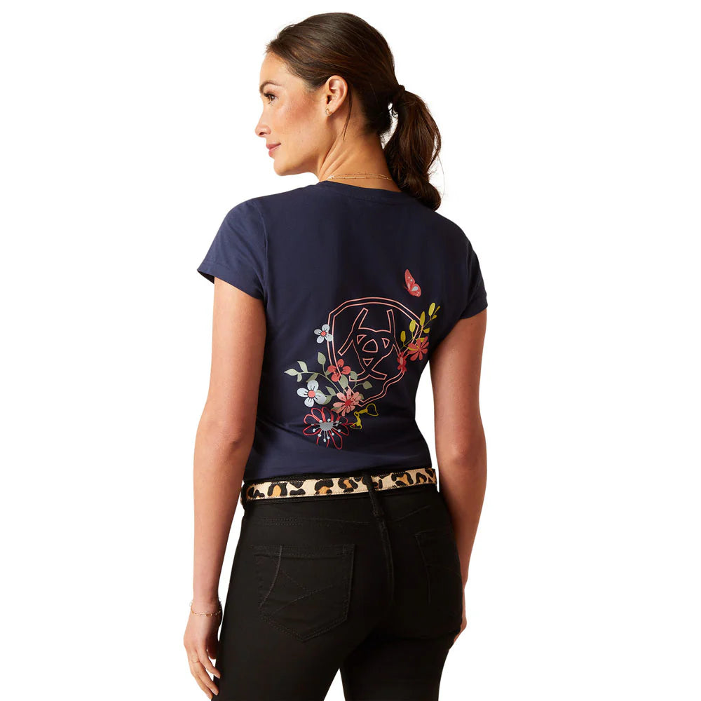 Ariat Wms Pretty Shield SS T Shirt Navy Eclipse