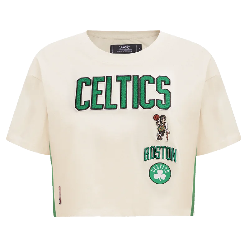 NBA BOSTON CELTICS RETRO CLASSIC WOMEN'S BOXY TEE (EGGSHELL) Ribbed T-Shirt High Neck Heavyweight NBA BOSTON CELTICS RETRO CLASSIC WOMEN'S BOXY TEE (EGGSHELL) Ribbed T-Shirt High Neck Heavyweight