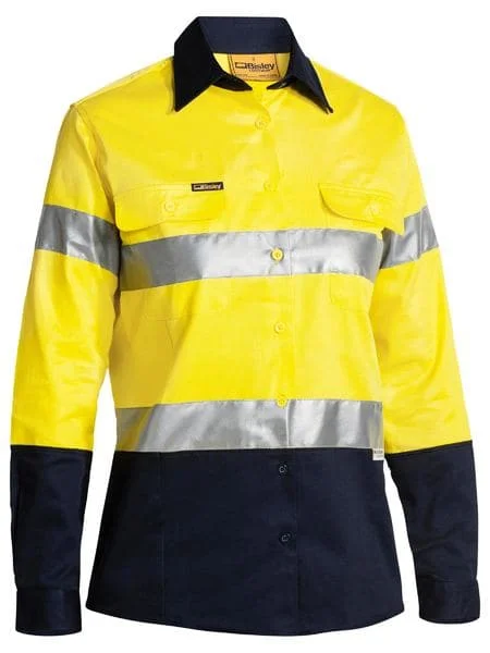 Bisley 2 Tone 3M Ladies Hi Vis Drill Shirt Long Sleeve (BLT6456)