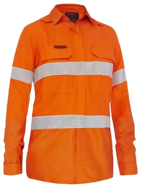 Bisley Apex 185 Womens Taped Hi Vis Ripstop FR Vented Shirt (BL8439T)