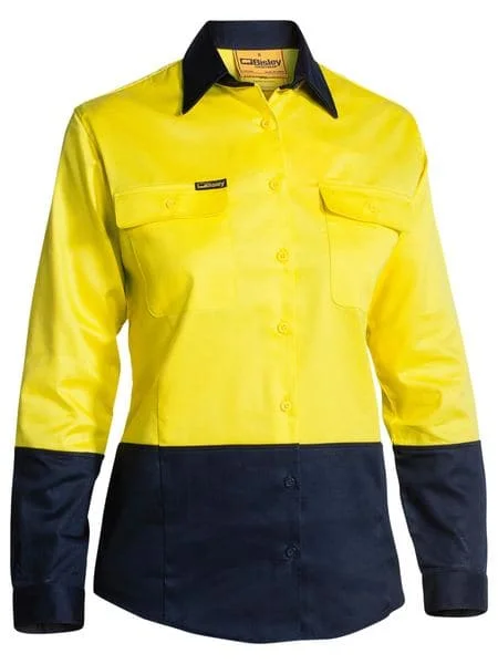 Bisley Ladies 2 Tone Hi Vis Drill Shirt Long Sleeve (BL6267)