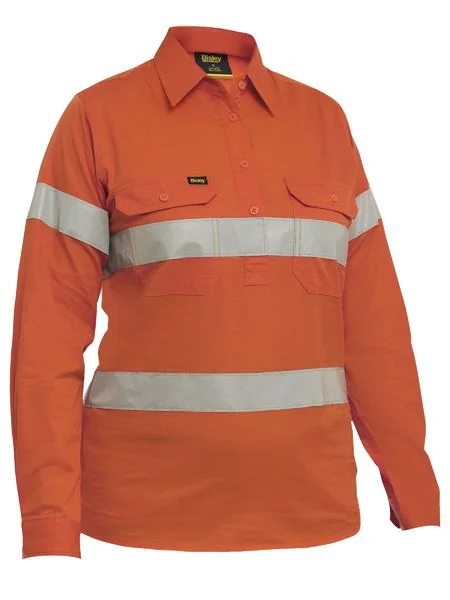 Bisley Womens Taped Hi Vis Cool Lightweight Closed Front Shirt (BLC6897T)