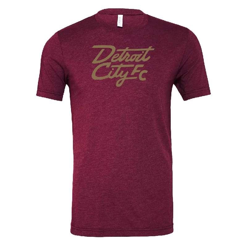 DCFC Script Wordmark Tee- Maroon Chenille Fabric Brocade Fabric Lace Fabric