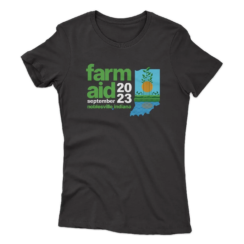 Farm Aid 2023 Women's Festival Logo Tee – Black Sequined Glittery Shiny