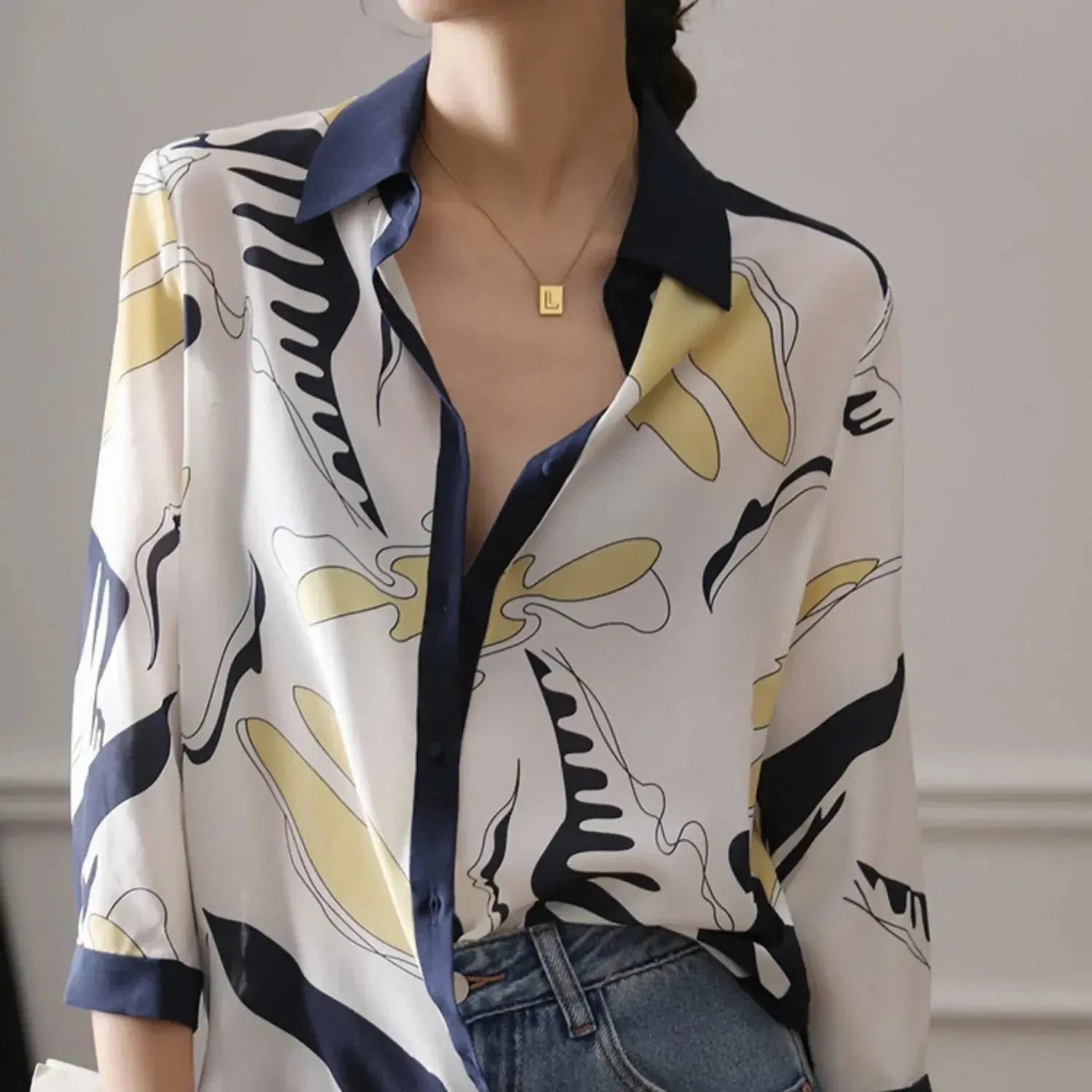 Fashion luxury ladies shirt France style woman printing blouse Spring Summer hal