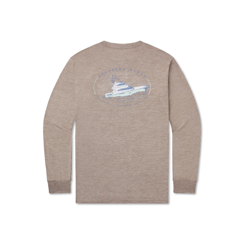 FieldTec™ Heathered Tee - Deepsea -  Long Sleeve Satin Blend Silk Blend Wool Blend