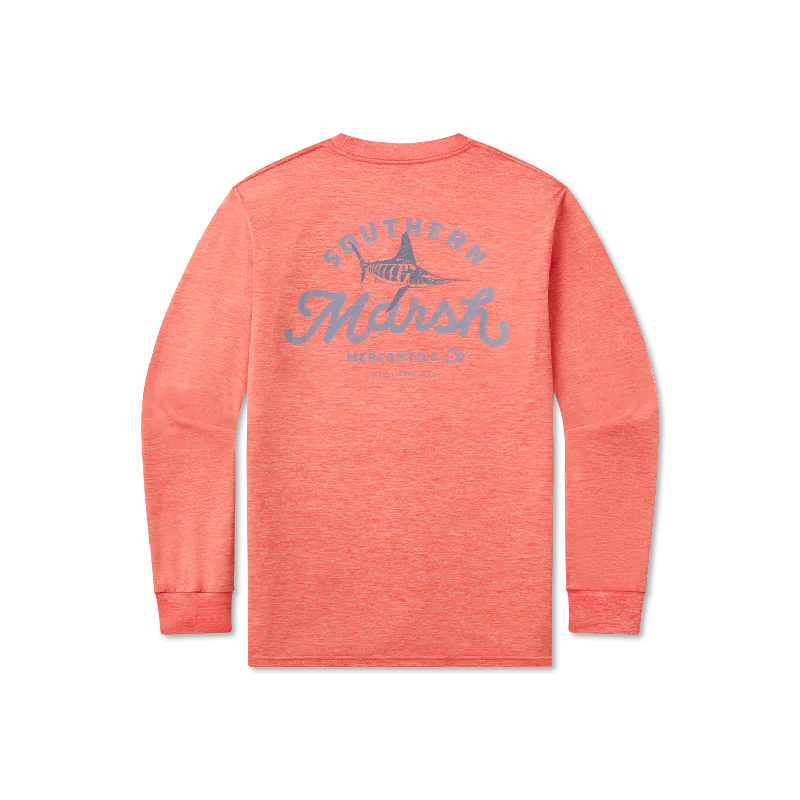 FieldTec™ Heathered Tee - Marlin Merc. Co. - Long Sleeve Ribbed Striped Patterned