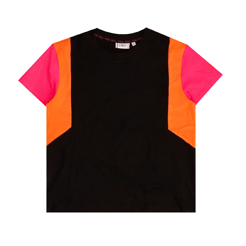 Pina Cropped Tee - Black/Beetroot purplle/Mandarin orange