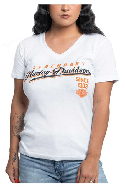 Harley-Davidson® Women's Swinging V-Neck Short Sleeve Cotton Dealer Tee 40290872 Casual Formal Business