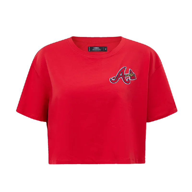 MLB ATLANTA BRAVES CLASSIC WOMEN'S BOXY TEE (RED) Graphic T-Shirt Round Neck Polyester MLB ATLANTA BRAVES CLASSIC WOMEN'S BOXY TEE (RED) Graphic T-Shirt Round Neck Polyester