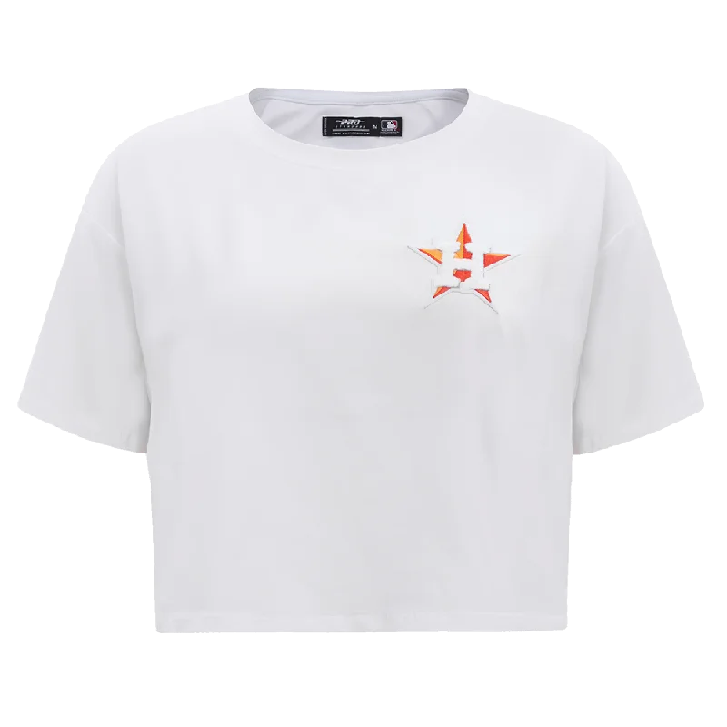 MLB HOUSTON ASTROS CLASSIC WOMEN'S BOXY TEE (WHITE) Basic T-Shirt Crew Neck Short Sleeve MLB HOUSTON ASTROS CLASSIC WOMEN'S BOXY TEE (WHITE) Basic T-Shirt Crew Neck Short Sleeve