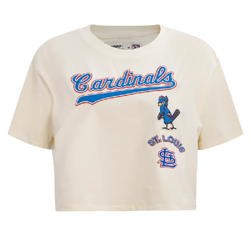 MLB ST. LOUIS CARDINALS RETRO CLASSIC WOMEN'S BOXY TEE (EGGSHELL) Front Pockets Side Pockets Patch Pockets MLB ST. LOUIS CARDINALS RETRO CLASSIC WOMEN'S BOXY TEE (EGGSHELL) Front Pockets Side Pockets Patch Pockets