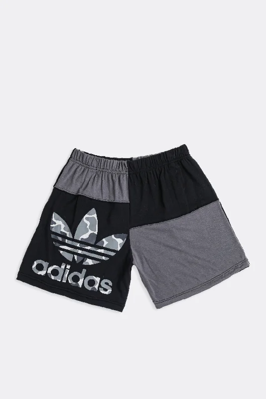 Unisex Rework Adidas Patchwork Tee Shorts - M Denim Fabric Leather Fabric Suede Fabric Unisex Rework Adidas Patchwork Tee Shorts - M Denim Fabric Leather Fabric Suede Fabric