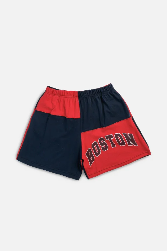 Unisex Rework Boston Red Sox MLB Patchwork Tee Shorts - L Hooded Caped Shawl Collar