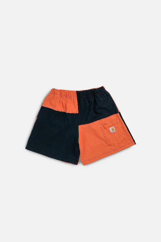Unisex Rework Carhartt Patchwork Tee Shorts - M Graphic Embroidered Appliqued