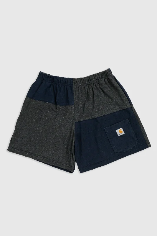 Unisex Rework Carhartt Patchwork Tee Shorts - M, L Striped Floral Plaid