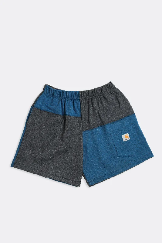 Unisex Rework Carhartt Patchwork Tee Shorts - S Knit Fabric Woven Fabric Fleece Fabric