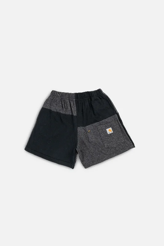 Unisex Rework Carhartt Patchwork Tee Shorts - S Real Fur Shearling Chenille