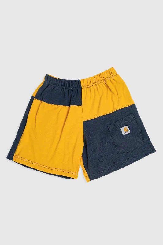 Unisex Rework Carhartt Patchwork Tee Shorts - S Houndstooth Herringbone Solid