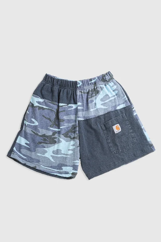 Unisex Rework Carhartt Patchwork Tee Shorts - XS Print Jacquard Patchwork