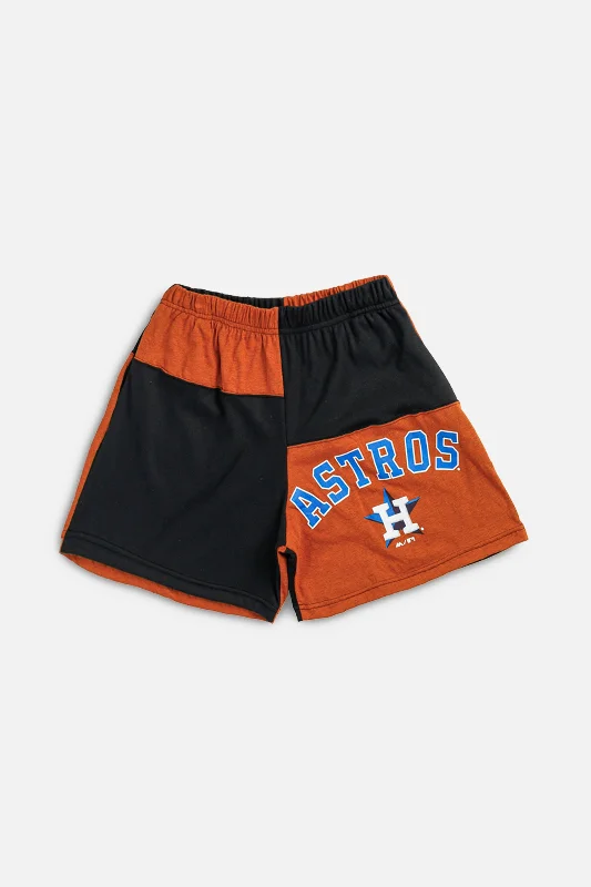 Unisex Rework Houston Astros MLB Patchwork Tee Shorts - M Mesh Canvas Denim