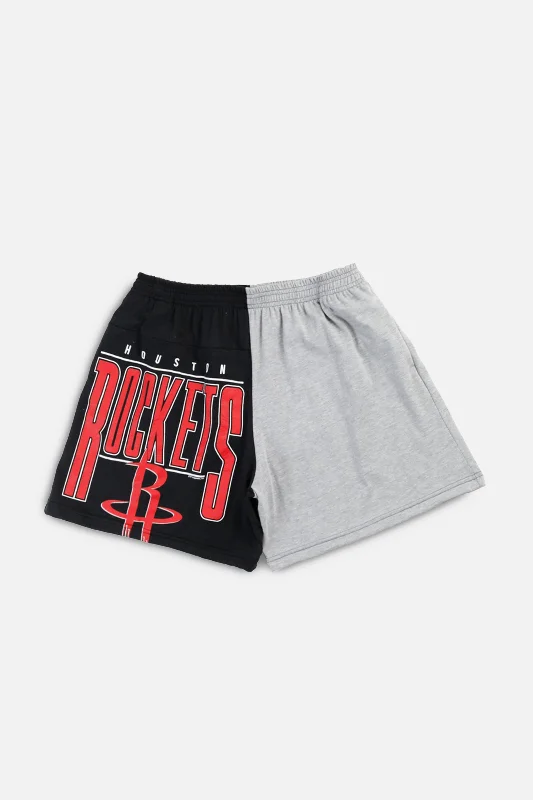 Unisex Rework Houston Rockets NBA Tee Shorts - XL Zippered Front Buttoned Front Snap Front Unisex Rework Houston Rockets NBA Tee Shorts - XL Zippered Front Buttoned Front Snap Front