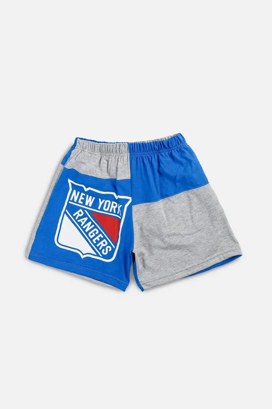 Unisex Rework New York Rangers NHL Patchwork Tee Shorts - XS Layered Multi-layer Single Layer