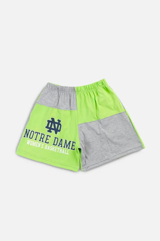 Unisex Rework Notre Dame Basketball Patchwork Tee Shorts - M Ribbed T-Shirt High Neck Heavyweight Unisex Rework Notre Dame Basketball Patchwork Tee Shorts - M Ribbed T-Shirt High Neck Heavyweight
