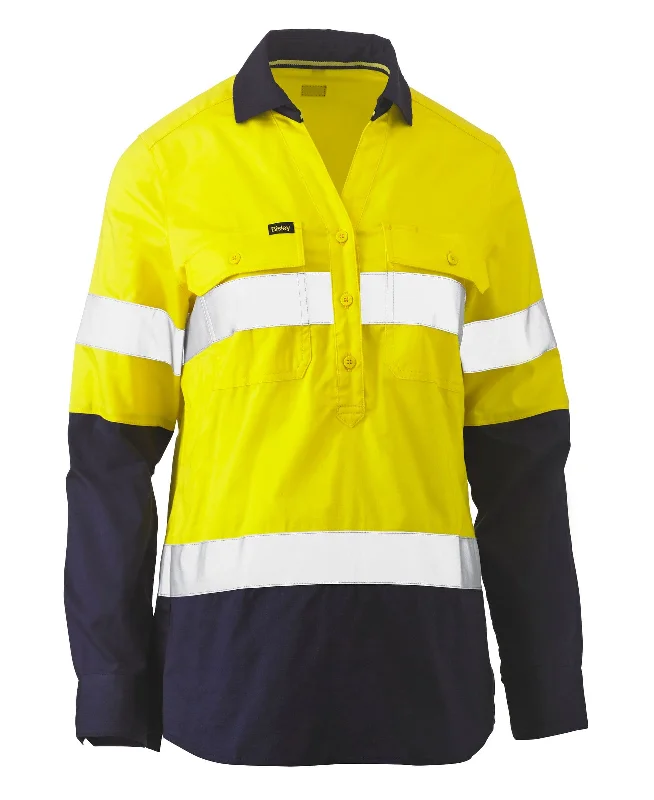 Bisley Women's Taped Hi Vis Stretch V-Neck Shirt (BLC6064T)