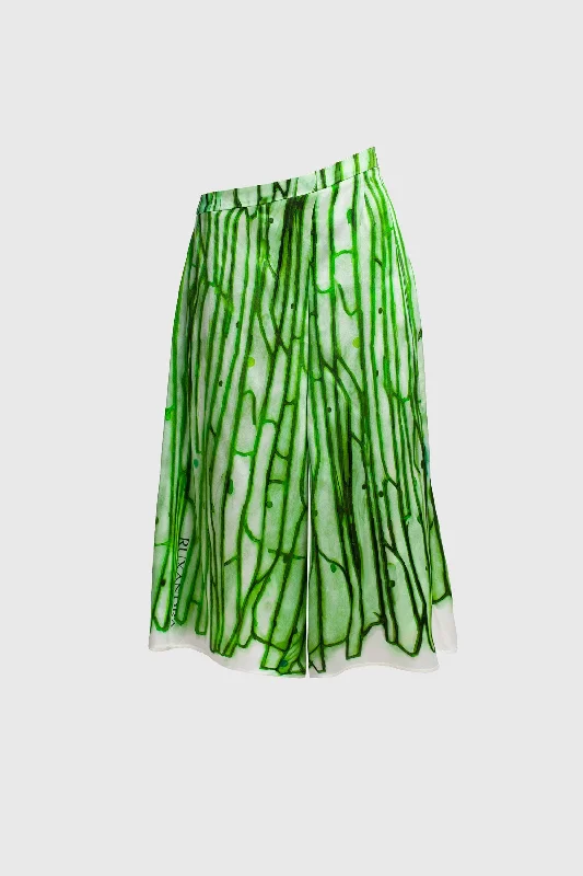 Amoeba Green Silk 'V' Culottes Trousers Trousers Party Sparkling
