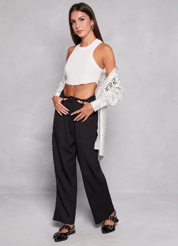 Crepe Knit Side Pocket Trousers Trousers Running Lightweight